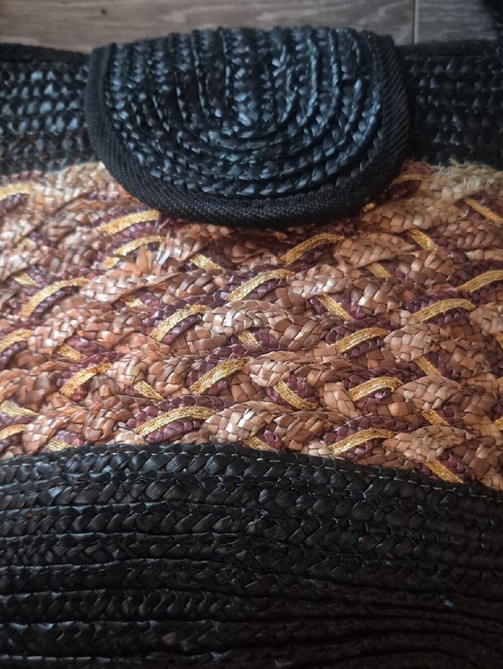 Woven Crossbody Bag in Black and Brown - Picture 2 of 6